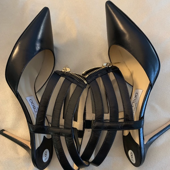 Jimmy Choo black leather heels pumps closed toes 8 - Picture 7 of 8